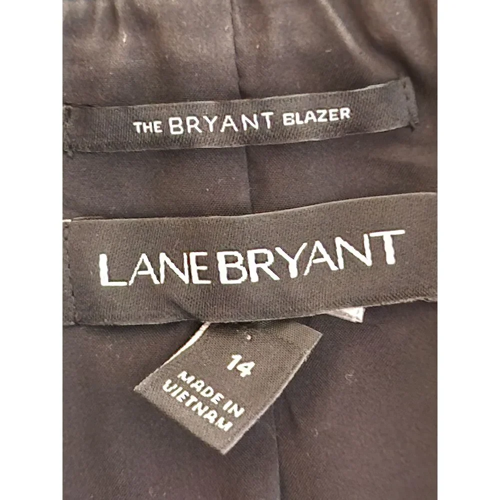 Lane Bryant the Bryant Blazer Size 14 Black Floral Velvet Faux‎ Leather Collar